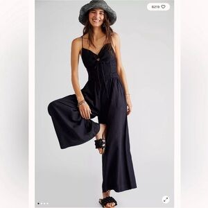 Black Wide-Leg Jumpsuit with Hat